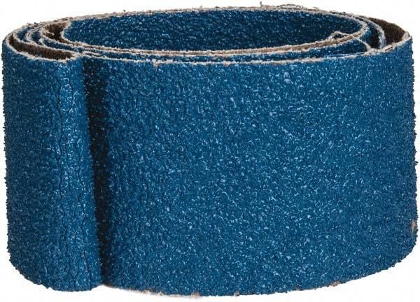 Made in USA - 2" Wide x 48" OAL, 36 Grit, Zirconia Alumina Abrasive Belt - Zirconia Alumina, Very Coarse, Coated, X Weighted Cloth Backing - Americas Industrial Supply