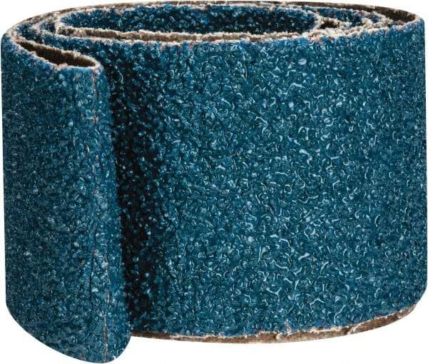 Made in USA - 2" Wide x 48" OAL, 24 Grit, Zirconia Alumina Abrasive Belt - Zirconia Alumina, Very Coarse, Coated, X Weighted Cloth Backing - Americas Industrial Supply