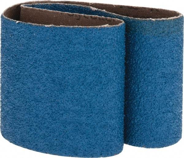 Made in USA - 3" Wide x 21" OAL, 36 Grit, Zirconia Alumina Abrasive Belt - Zirconia Alumina, Very Coarse, Coated, X Weighted Cloth Backing - Americas Industrial Supply