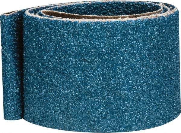 Made in USA - 2-1/2" Wide x 60" OAL, 24 Grit, Zirconia Alumina Abrasive Belt - Zirconia Alumina, Very Coarse, Coated, X Weighted Cloth Backing - Americas Industrial Supply