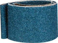 Made in USA - 2-1/2" Wide x 60" OAL, 24 Grit, Zirconia Alumina Abrasive Belt - Zirconia Alumina, Very Coarse, Coated, X Weighted Cloth Backing - Americas Industrial Supply