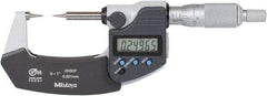 Mitutoyo - 1 Inch, 32mm Throat Depth, Ratchet Stop, Digital Point Micrometer - Accurate Up to 0.0001 Inch, 15° Point Angle - Americas Industrial Supply