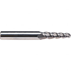 Emuge - 4° Taper Angle per Side, 3.26mm Small End Diam, 20mm LOC, Solid Carbide 3 Flute Tapered Ball End Mill - 62mm OAL, 6mm Shank Diam, Spiral Flute, 45° Helix - Americas Industrial Supply