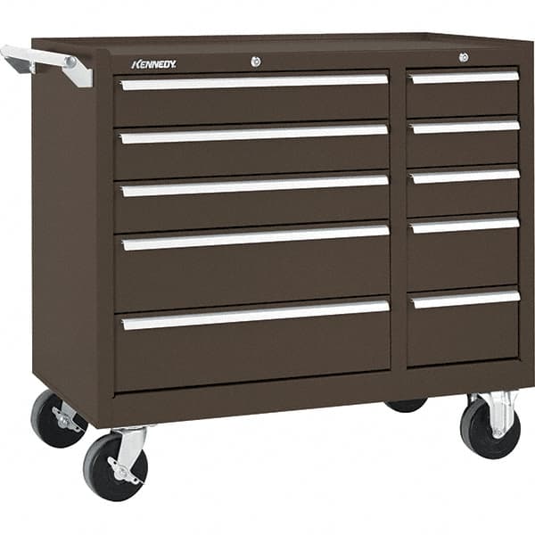 Kennedy - 10 Drawer 2,800 Lb Capacity Steel Tool Roller Cabinet - 39-3/8" Wide x 34" High x 18" Deep, Brown - Americas Industrial Supply