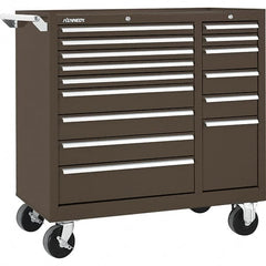 Kennedy - 15 Drawer 2,800 Lb Capacity Steel Tool Roller Cabinet - 39-3/8" Wide x 39" High x 18" Deep, Brown - Americas Industrial Supply