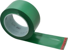 3M - Green Solid Color Vinyl Tape - 2" Wide x 5.2 mil Thick, General Traffic - Americas Industrial Supply