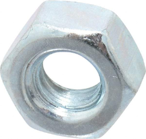 Value Collection - 1/4-20 UNC Steel Right Hand Hex Nut - 7/16" Across Flats, 7/32" High, Zinc Clear Finish - Americas Industrial Supply