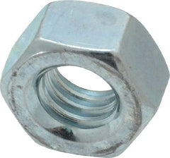 Value Collection - 5/16-18 UNC Steel Right Hand Hex Nut - 1/2" Across Flats, 17/64" High, Zinc Clear Finish - Americas Industrial Supply