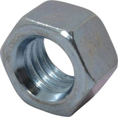 Value Collection - 3/8-16 UNC Steel Right Hand Hex Nut - 9/16" Across Flats, 21/64" High, Zinc Clear Finish - Americas Industrial Supply