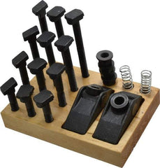 Value Collection - 21 Piece Adjustable Fixturing Clamp Set with 5/8" T-Slot, 1/2-13 Stud Thread - Americas Industrial Supply