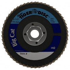 Weiler - 40 Grit, 4-1/2" Disc Diam, 5/8-11 Center Hole, Type 27 Zirconia Alumina Flap Disc - 12,000 Max RPM, Phenolic Backing, Arbor Attaching System, Coated - Americas Industrial Supply
