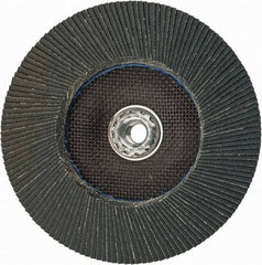 Weiler - 80 Grit, 7" Disc Diam, 5/8-11 Center Hole, Type 27 Zirconia Alumina Flap Disc - 8,600 Max RPM, Phenolic Backing, Arbor Attaching System, Coated - Americas Industrial Supply