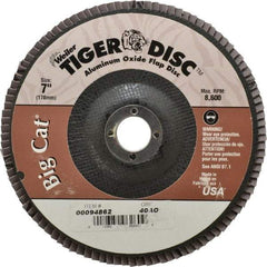 Weiler - 40 Grit, 7" Disc Diam, 7/8" Center Hole, Type 27 Aluminum Oxide Flap Disc - 8,600 Max RPM, Phenolic Backing, Arbor Attaching System, Coated - Americas Industrial Supply