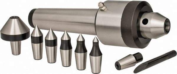 Interstate - 7 Point, 200 Lb Max Workpiece, 7-3/4" OAL, 1-29/32" Head Diam, Tool Steel, Live Center & Point Set - 4MT Taper, Interchangeable - Americas Industrial Supply