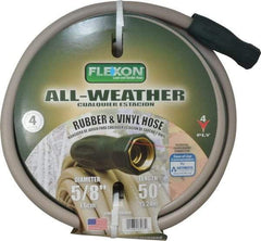 Made in USA - 50' Long All Weather Hose - 5/8" Diam, 3/4" GHT, Rubber/Vinyl, 300 psi, All Season, Green - Americas Industrial Supply