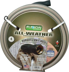 Made in USA - 100' Long All Weather Hose - 5/8" Diam, 3/4" GHT, Rubber/Vinyl, 300 psi, All Season, Green - Americas Industrial Supply