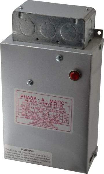 Made in USA - 1/3 to 3/4 hp Static Phase Converter - Americas Industrial Supply