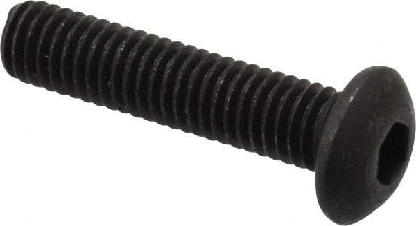 Value Collection - #10-32 UNF Hex Socket Drive, Button Screw - Alloy Steel, Black Oxide Finish, Fully Threaded, 7/8" Length Under Head - Americas Industrial Supply
