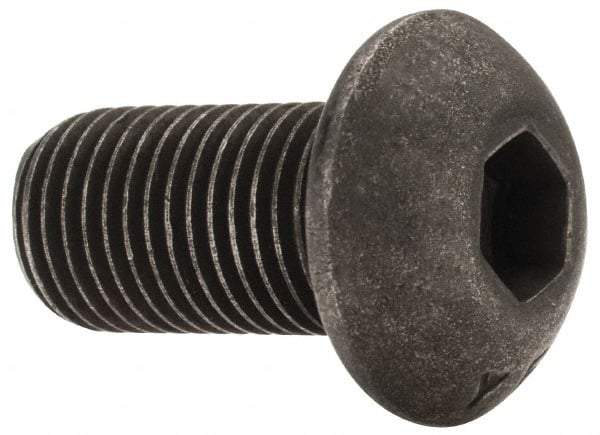 Value Collection - 3/8-24 UNF Hex Socket Drive, Button Screw - Alloy Steel, Black Oxide Finish, Fully Threaded, 3/4" Length Under Head - Americas Industrial Supply
