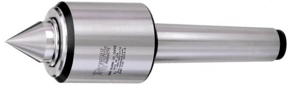 Royal Products - MT5 HD Taper Shank, 3.82" Head Diam 5,300 & 10,540 Lb Capacity Live Center - 3,000 Max RPM, 3.89" Head Length, 2" Point Diam, 2.31" Point Len, 5,240 Lb Max Workpc, 11-13/16" OAL, Standard Point - Americas Industrial Supply