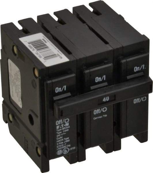 Eaton Cutler-Hammer - 40 Amp, 240 VAC, 3 Pole, Plug In Type BR Circuit Breaker - Magnetic Trip, 10 kA Breaking Capacity, 14-4 AWG - Americas Industrial Supply