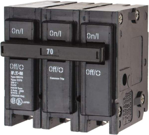 Eaton Cutler-Hammer - 70 Amp, 240 VAC, 3 Pole, Plug In Type BR Circuit Breaker - Magnetic Trip, 10 kA Breaking Capacity, 4-1/0 AWG - Americas Industrial Supply