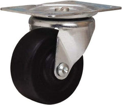Hamilton - 3" Diam x 1-1/4" Wide x 3-3/4" OAH Top Plate Mount Swivel Caster - Hard Rubber, 210 Lb Capacity, Self-Lubricating Bearing, 3-1/8 x 4-1/8" Plate - Americas Industrial Supply