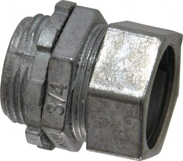 Thomas & Betts - 3/4" Trade, Die Cast Zinc Compression Straight EMT Conduit Connector - Noninsulated - Americas Industrial Supply