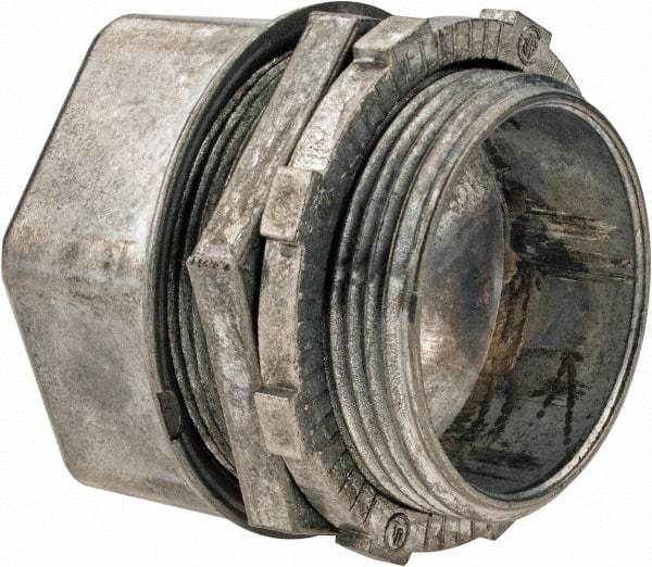 Thomas & Betts - 1-1/2" Trade, Die Cast Zinc Compression Straight EMT Conduit Connector - Noninsulated - Americas Industrial Supply