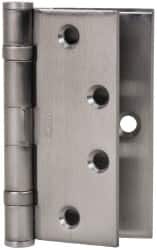 Stanley - 4-1/2" Long Steel Commercial Hinge - Satin Chrome Finish, 5 Knuckles, 8 Holes - Americas Industrial Supply