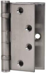 Stanley - 4-1/2" Long Steel Commercial Hinge - Satin Chrome Finish, 5 Knuckles, 8 Holes - Americas Industrial Supply