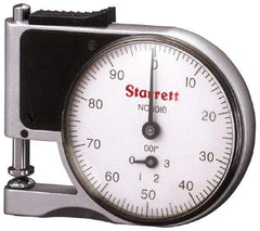 Starrett - 0 to 3/8 Inch Measurement, 0.001 Inch Graduation, 1/2 Inch Throat Depth, Dial Thickness Gage - 1-5/8 Inch Dial Diameter - Americas Industrial Supply