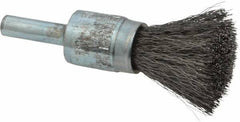 Osborn - 1/2" Brush Diam, Crimped, End Brush - 1/4" Diam Shank, 25,000 Max RPM - Americas Industrial Supply