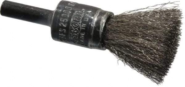 Osborn - 1/2" Brush Diam, Crimped, End Brush - 1/4" Diam Shank, 25,000 Max RPM - Americas Industrial Supply