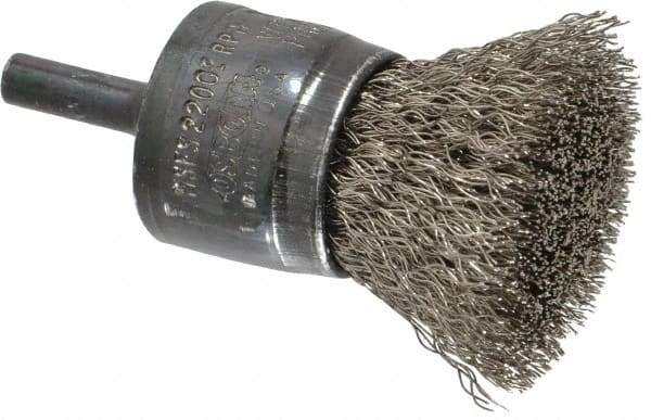 Osborn - 1" Brush Diam, Crimped, End Brush - 1/4" Diam Shank, 20,000 Max RPM - Americas Industrial Supply