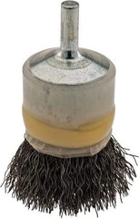 Osborn - 1" Brush Diam, Crimped, End Brush - 1/4" Diam Shank, 20,000 Max RPM - Americas Industrial Supply