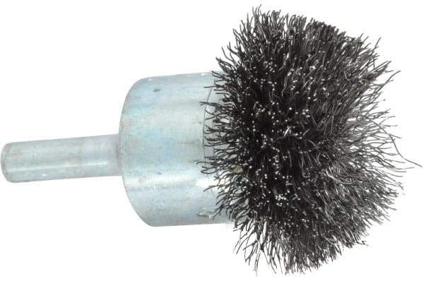 Osborn - 1-1/2" Brush Diam, Crimped, End Brush - 1/4" Diam Shank, 15,000 Max RPM - Americas Industrial Supply