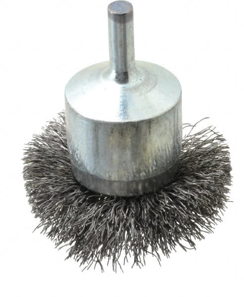 Osborn - 2" Brush Diam, Crimped, End Brush - 1/4" Diam Shank, 15,000 Max RPM - Americas Industrial Supply