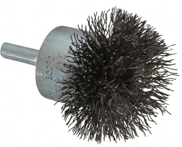 Osborn - 2" Brush Diam, Crimped, End Brush - 1/4" Diam Shank, 15,000 Max RPM - Americas Industrial Supply