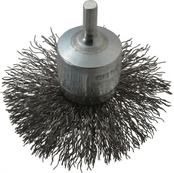 Osborn - 3" Brush Diam, Crimped, End Brush - 1/4" Diam Shank, 15,000 Max RPM - Americas Industrial Supply