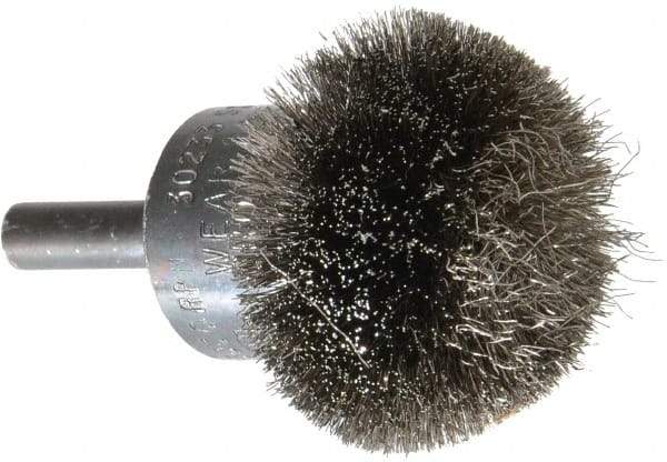 Osborn - 1-1/2" Brush Diam, Crimped, End Brush - 1/4" Diam Shank, 15,000 Max RPM - Americas Industrial Supply