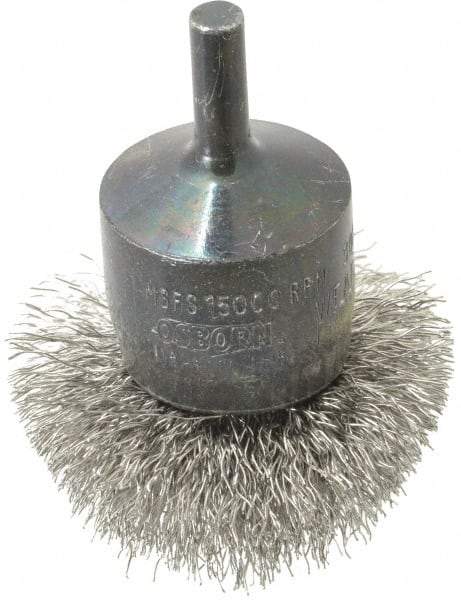 Osborn - 2" Brush Diam, Crimped, End Brush - 1/4" Diam Shank, 15,000 Max RPM - Americas Industrial Supply