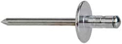 RivetKing - Size 62-64 Large Flange Head Aluminum Multi Grip Blind Rivet - Steel Mandrel, 0.062" to 1/4" Grip, 0.612" Head Diam, 0.192" to 0.196" Hole Diam, 0.519" Length Under Head, 3/16" Body Diam - Americas Industrial Supply