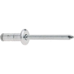 RivetKing - Size 52-54 Large Flange Head Aluminum Multi Grip Blind Rivet - Steel Mandrel, 0.047" to 0.276" Grip, 1/2" Head Diam, 0.16" to 0.164" Hole Diam, 0.512" Length Under Head, 5/32" Body Diam - Americas Industrial Supply