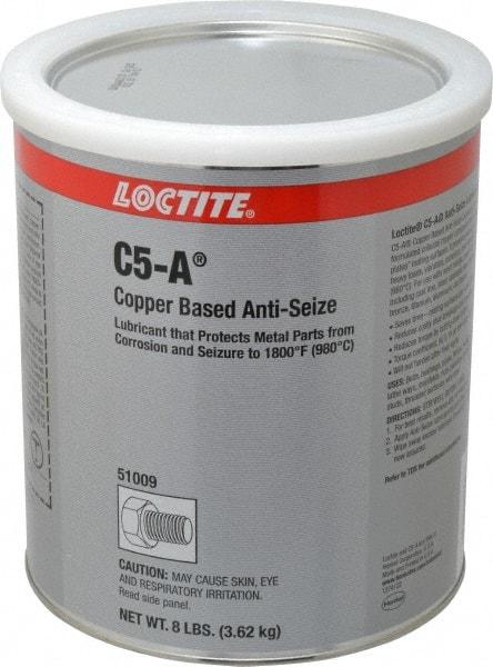 Loctite - 8 Lb Can High Temperature Anti-Seize Lubricant - Copper/Graphite, -29 to 1,800°F, Copper Colored, Water Resistant - Americas Industrial Supply