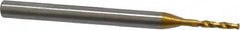 OSG - 1.30048mm 140° Spiral Flute Vanadium High Speed Steel Screw Machine Drill Bit - TiN Finish, Right Hand Cut, 8mm Flute Length, 40mm OAL, Faceted Point, Straight Shank - Americas Industrial Supply