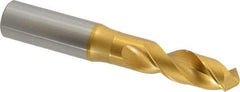 OSG - 17.00022mm 120° Spiral Flute Vanadium High Speed Steel Screw Machine Drill Bit - TiN Finish, Right Hand Cut, 60mm Flute Length, 126mm OAL, Faceted Point, Straight Shank - Americas Industrial Supply