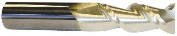 ProMax - 3/4", 1-5/8" LOC, 3/4" Shank Diam, 4" OAL, 2 Flute, Solid Carbide Square End Mill - Single End, ZrN Finish, Spiral Flute, 40° Helix, Centercutting, Right Hand Cut, Right Hand Flute, Series 108 - Americas Industrial Supply