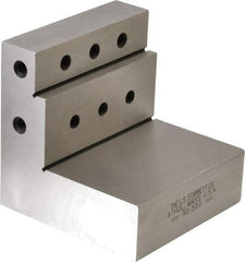 Starrett - 3" Wide x 3" Deep x 3" High Steel Precision-Ground Angle Plate - Stepped Plate, Machined Holes on Surface, Open End, Single Plate - Americas Industrial Supply