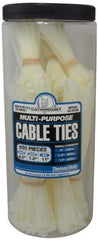 Thomas & Betts - 4 to 11 Inch Range, White Cable Ties - 3 Inch Bundle Diameter, 18, 40 and 50 Lb. Strength, Nylon - Americas Industrial Supply